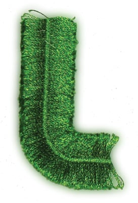 Embroidery Design: Fringe Block Letter L<br>1.39" x 2.54"