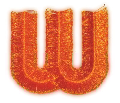 Embroidery Design: Fringe Block Letter W<br>3.02" x 2.59"