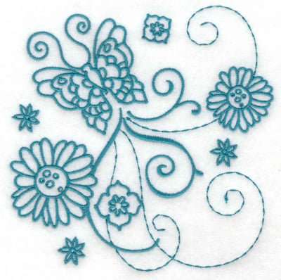 Embroidery Design: Butterfly and flowers 4 large<br> 4.93w X 4.95h