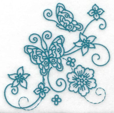 Embroidery Design: Butterflies and flowers large<br> 4.95w X 4.88h