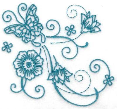 Embroidery Design: Butterfly and flowers 6 large<br> 4.97w X 4.62h