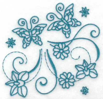 Embroidery Design: Butterflies and flowers 7 large<br> 4.96w X 4.74h