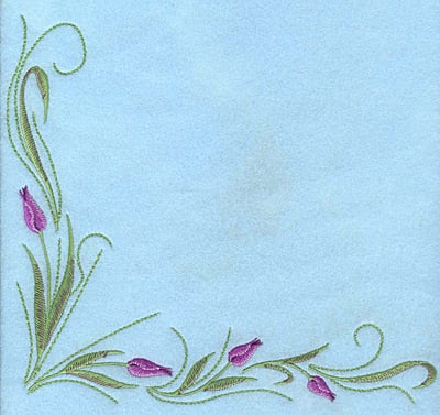 Embroidery Design: Tulip corner mauve <br>8.49"w X 7.69"h