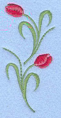 Embroidery Design: Tulips rose colored double <br>1.78"w X 3.72"h