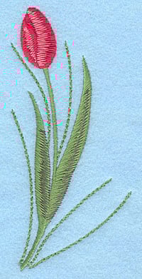 Embroidery Design: Tulip single rose colored large <br>2.38"w X 5.00"h