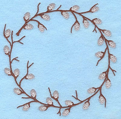 Embroidery Design: Pussy Willow circle <br>5.00"w X 5.00"h