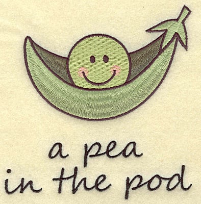 Embroidery Design: A pea in the pod large<br> 4.67w X 4.79h