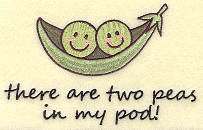 Embroidery Design: Two peas in a pod large<br> 5.96w X 3.82h