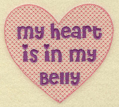Embroidery Design: Heart in belly large <br> 5.00w X 4.54h
