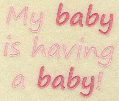 Embroidery Design: Baby having baby large<br> 5.85w X 4.98h