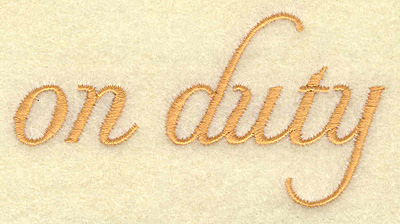 Embroidery Design: On duty<br> 3.46w X 1.83h