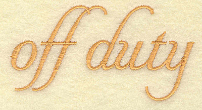 Embroidery Design: Off duty<br> 3.46w X 1.83h