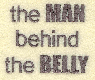 Embroidery Design: Man behind belly <br> 2.90w X 2.40h