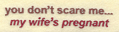 Embroidery Design: Wifes pregnant <br> 4.47w X 0.95h