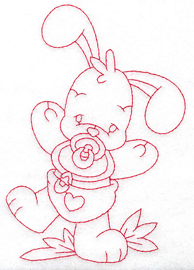 Embroidery Design: Bunny with pacifier large<br> 3.97w X 5.67h