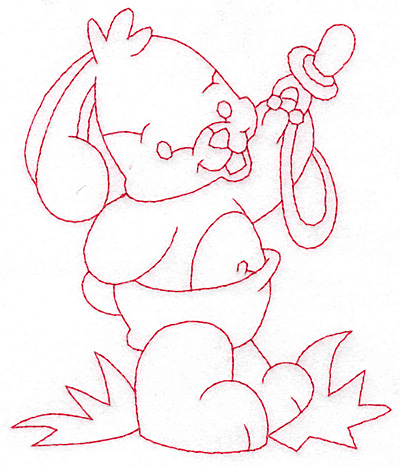 Embroidery Design: Bunny sharing pacifier large<br> 4.40w X 5.23h
