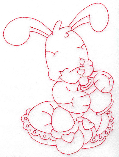 Embroidery Design: Bunny with bottle large<br> 4.23w X 5.64h
