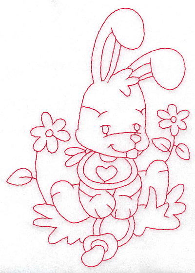 Embroidery Design: Bunny amid flowers large <br> 3.97w X 5.70h