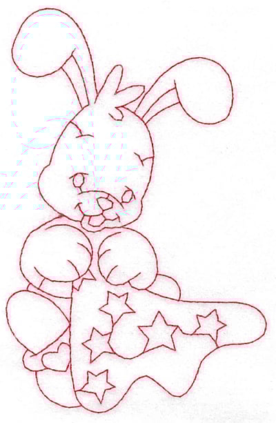 Embroidery Design: Bunny with blankie large<br> 3.62w X 5.69h
