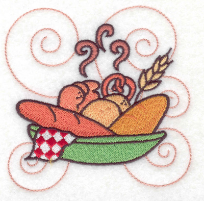 Embroidery Design: Bread in a bowl small<br> 3.88w X 3.88h