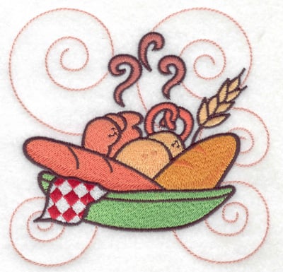 Embroidery Design: Bread in a bowl large<br> 4.99w X 4.99h