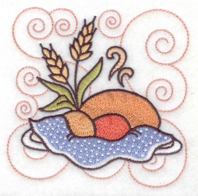 Embroidery Design: Bread rolls and wheat small<br> 3.88w X 3.87h