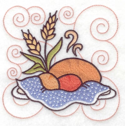 Embroidery Design: Bread rolls and wheat large<br> 4.96w X 4.95h