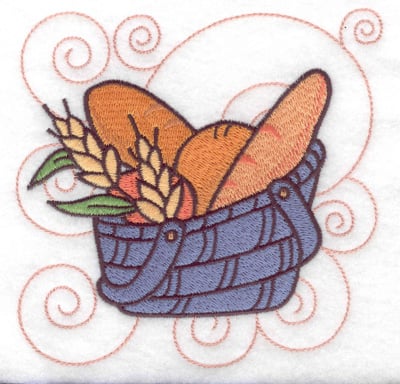 Embroidery Design: Bread in a basket large<br> 4.98w X 4.90h