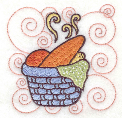 Embroidery Design: Basket full of bread small<br> 3.87w X 3.89h