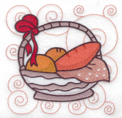 Embroidery Design: Basket bow and bread large<br> 4.96w X 4.98h
