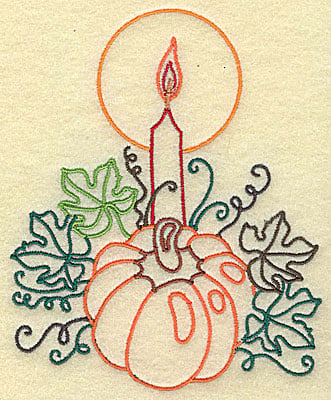 Embroidery Design: Pumpkin with candle large<br> 4.09w X 4.95h