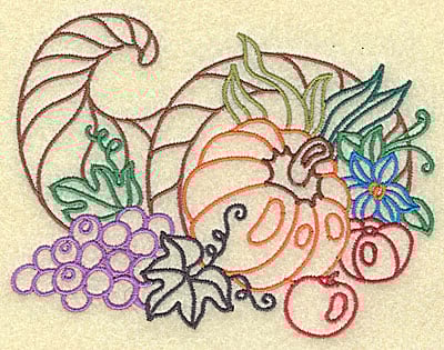 Embroidery Design: Horn of plenty large<br> 4.93w X 3.74h