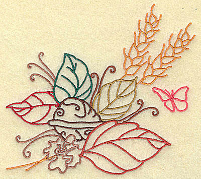 Embroidery Design: Leaves wheat and nuts large<br> 4.93w X 4.43h