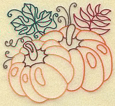 Embroidery Design: Pumpkins and leaves large<br> 4.94w X 4.59h