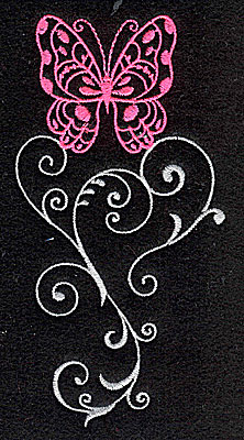 Embroidery Design: Butterfly Swirl D large<br> 2.53w X 4.96h