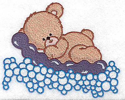 Embroidery Design: Baby bear on air mattress large<br> 4.96w X 3.95h