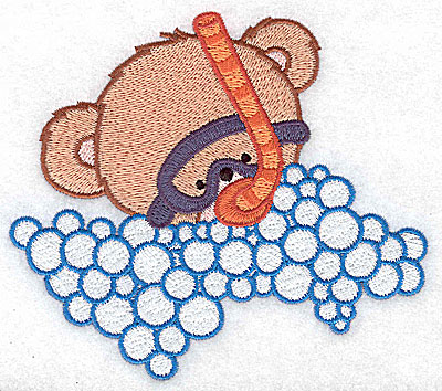 Embroidery Design: Baby bear in snorkel and mask large<br> 4.88w X 4.32h