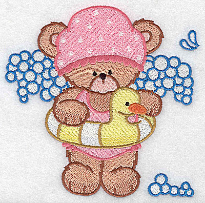Embroidery Design: Baby bear with inflatable toy large<br> 4.95w X 4.89h