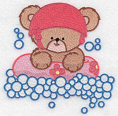 Embroidery Design: Baby bear rafting large<br> 4.91w X 4.98h