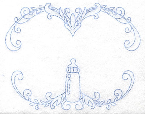Embroidery Design: Monogram baby frame with bottle large<br> 7.45w X 5.91h