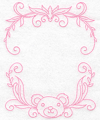 Embroidery Design: Monogram frame with teddy bear large<br> 5.57w X 6.97h