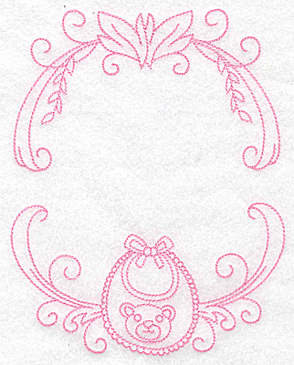 Embroidery Design: Monogram frame with bib large<br> 5.48w X 6.97h