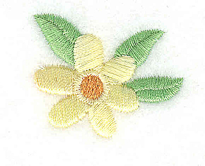 Embroidery Design: Flower with three leaves<br> 1.44w X 1.18h