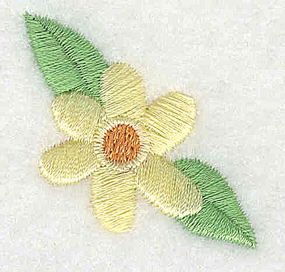 Embroidery Design: Flower with two leaves<br> 1.34w X 1.38h
