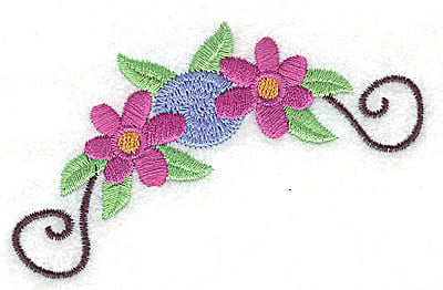 Embroidery Design: Flowers and swirls<br> 3.50w X 2.24h