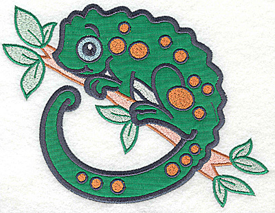 Embroidery Design: Chameleon applique<br> 6.69w X 4.99h