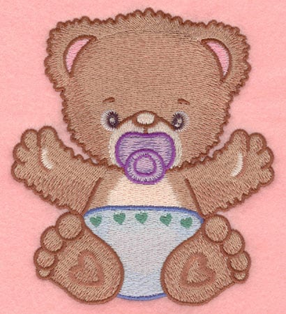 Embroidery Design: Baby bear with pacifier large<br>4.50w X 5.00h | Embroidery Legacy Embroidery Design: Baby bear with pacifier large<br>4.50w X 5.00h