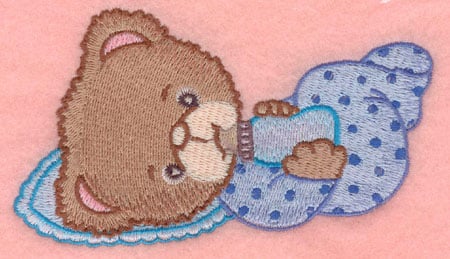 Embroidery Design: Baby bear with bottle large<br>5.00w X 2.83h