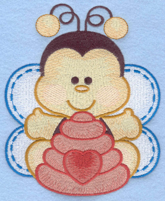 Embroidery Design: Bumble bee with bee hive large<br>4.76w X 5.84h | Embroidery Legacy Embroidery Design: Bumble bee with bee hive large<br>4.76w X 5.84h
