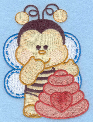 Embroidery Design: Bumble bee with hive right small<br>2.88w X 3.90h